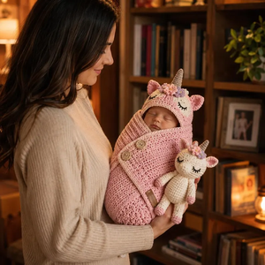Saco de dormir de ganchillo para bebé con diseño de búho, conjunto de ropa de punto para bebé con diseño de animales, arrullo acogedor para recién nacido, accesorio para fotografía - Product Image 4