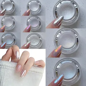 Poudre à ongles blanche Moonlight 0,2g/1 pot, pigment chromé effet miroir Aurora, poudre de frottement nacrée haute brillance pour salon de manucure - Product Image 2