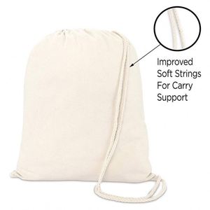 Wholesale Double <b>String</b> Eco Organic Cotton Canvas Drawstring <b>Bag</b> With Custom Logo - Product Image 3
