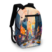 Sac à dos Times Square économique, impression néon NYC, en polyester, pour hommes et femmes, directement de l'usine et OEM/ODM