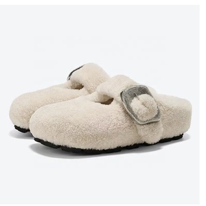 2025 inverno nuove pantofole da donna alla moda foderate di pelliccia in vera pelle foderate di lana calde pantofole - Product Image 5