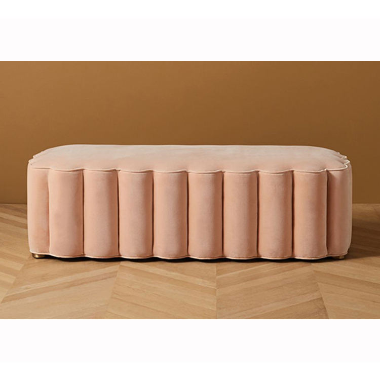 Graceful Shoe Changing Stool For Living Room Furniture Pink Velvet Chair Ottoman Footstool