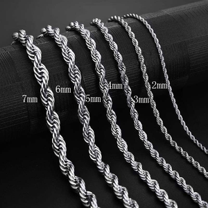 Bán Buôn 18K Mạ Vàng Thép Không Gỉ Trang Sức Twisted Rope Chain Vòng Cổ Cho Nam Giới Phụ Nữ - Product Image 2