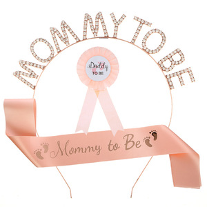 Nouvelle mode maman à être bandeau bandoulière étiquette ceinture bébé douche cadeau ensemble nouveau-né fête fournitures - Product Image 6