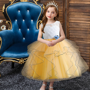 Vestido de princesa para niñas, falda tutú amarilla, disfraz para actuación en escenario, para niños, otoño 2022 - Product Image 1