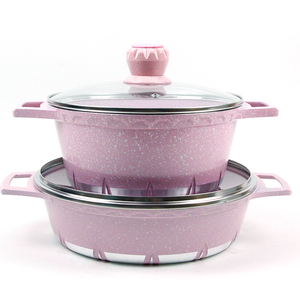 Ensemble de casseroles de cuisine, <span class=keywords><strong>en</strong></span> aluminium moulé, antiadhésif, violet, pinkettes, 6/10 pièces - Product Image 3