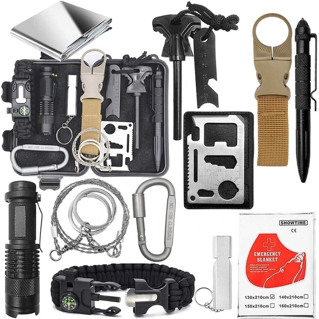 Outdoor Survival Gear Tactical Tool Emergency Survival Kit for Men Women Families Hiking Camping Adventures