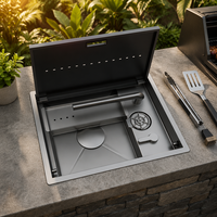 Évier de cuisine encastré MOSHE au design moderne, en acier inoxydable 304, avec système de chocs amortis, fait main, à cuve unique, surface NANO