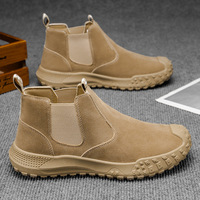Bottes hautes kaki pour hommes, à lacets, bout rond, embout renforcé, semelle épaisse antidérapante, robustes, décontractées, pour l'extérieur