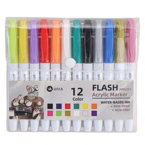 บริการ OEM/ODM พร้อมให้บริการ ชุดปากกาอะคริลิคสำหรับงานศิลปะ 12 สี หมึกถาวร พิมพ์โลโก้ตามสั่ง สำหรับเด็ก ระบายสี กราฟฟิตี - Product Image 3