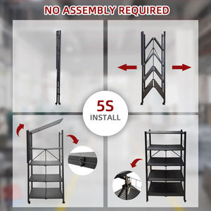 ที่จัดเก็บลวดอลูมิเนียมเชื่อมแบบพับเก็บได้5ชั้นสีดำปรับได้ชั้นวางของตาข่ายสำหรับตกแต่ง - Product Image 3