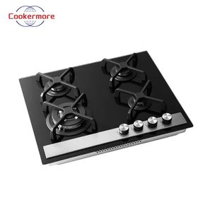 Table de cuisson à gaz encastrable 4 brûleurs avec brûleur <span class=keywords><strong>wok</strong></span> 60 cm noir 8000W pour usage extérieur et hôtelier - Product Image 4
