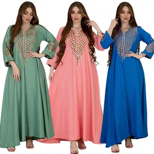 CY500136 Luxury Embroidery Middle East Abaya Women Muslim Dresses Dubai Jilbab Kaftan Long Sleeve A-line Loose Abaya