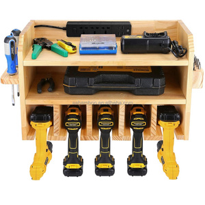 Wholesale new design bamboo wood wall power tool storage rack