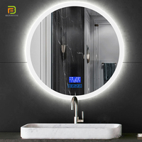 Espejo redondo de decoración de hotel moderno, pantalla de Interruptor táctil montada en la pared personalizada, espejo de baño inteligente con luz Led