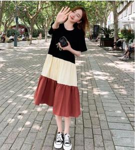 Nuovo abito da t-shirt ampio <span class=keywords><strong>per</strong></span> studentesse di grandi dimensioni, alla moda ed elegante, gonna al ginocchio di media lunghezza - Product Image 6