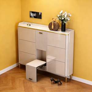 Meuble à chaussures moderne <span class=keywords><strong>en</strong></span> <span class=keywords><strong>bois</strong></span>, autoportant, portable, à 3 niveaux et hauteur réglable, avec <span class=keywords><strong>banc</strong></span> de rangement pour <span class=keywords><strong>entrée</strong></span> étroite et hall d'<span class=keywords><strong>entrée</strong></span>, pour la maison - Product Image 3