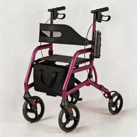 Déambulateur à 4 roues avec siège, roues silencieuses anti-vibration pour personnes âgées, déambulateur pliable en forme de A, réglable, capacité de 350 lb