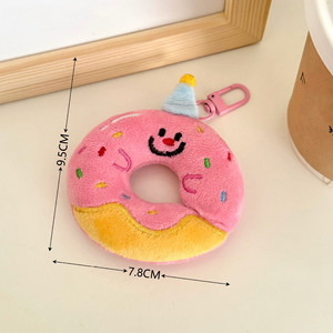 Custom <b>Cute</b> Plush Doughnut Pendant Stuffed Toy Soft <b>Key</b> Chain Backpack <b>Key</b> <b>Ring</b> Bag Accessories Plush Keychains - Product Image 4