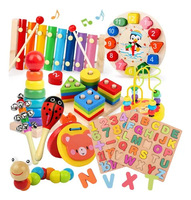 AiJH  Jeux de construction d'horloges en blocs, puzzles 3D, jeux de société, jouets éducatifs Montessori, jouets musicaux pour enfants, garçons, filles, jouets éducatifs