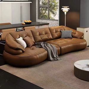 Luxurious Wood and Leather Sectional Sofa Set Comfortable <b>Seating</b> Grand Feast <b>for</b> Your Living Room Direct From Source Factory - Product Image 2