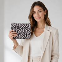 Sacs cosmétiques personnalisés à motif zèbre, sacs de maquillage en polyester pour sac à main avec fermeture à glissière, sac de rangement de beauté pour voyage