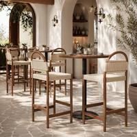 Silla de Bar de Madera Arqueada de Calidad Profesional con Detalle de Cuerda Natural para Hostelería y Catering