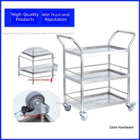 Chariot à main en acier inoxydable sur mesure du Guangdong avec double accoudoirs, garde-corps et plusieurs niveaux, chariot à outils mobile pour la manutention des matériaux