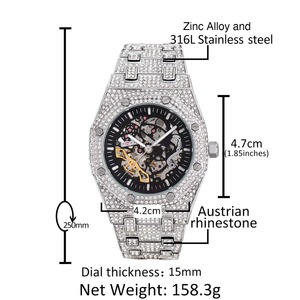 Relojes Mecánicos de Acero Inoxidable de Alta Calidad en Negro y Dorado con Esfera de Cristal, Manecillas y Diseño de Lujo con Cristales - Product Image 6