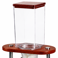 Distributeur de nourriture sèche en acier inoxydable de 3,5 L pour grains de café en vrac, céréales et noix, avec un récipient en PC pour les buffets, base en bois