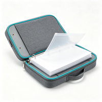 Sac de rangement gris pour leurres souples de pêche avec pages amovibles, fermeture éclair et poignée de transport pour leurres et accessoires