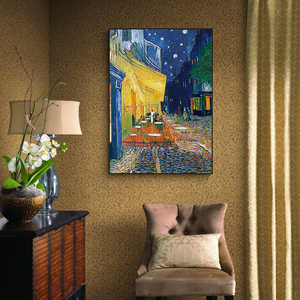Pinturas al óleo de arte <span class=keywords><strong>en</strong></span> lienzo de <span class=keywords><strong>Van</strong></span> <span class=keywords><strong>Gogh</strong></span> hechas a mano. Café al aire libre por <span class=keywords><strong>la</strong></span> <span class=keywords><strong>noche</strong></span> para <span class=keywords><strong>la</strong></span> decoración del hogar y el hotel - Product Image 3