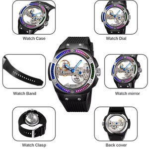 Montre pour homme, design squelette mécanique, boîtier en alliage d'acier inoxydable, verre, montre pour homme - Product Image 6