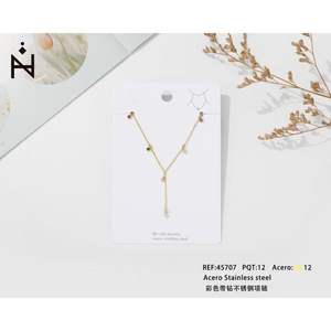 Collier en perles de zircon plaqué or en acier inoxydable, bijoux de fête pour femmes, cadeau tendance - Product Image 1