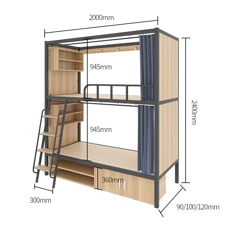 Çin'de yapılan okul yurt otel için 2023 sıcak satış Modern Metal yetişkin çocuklar ranzalar