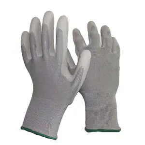 Koperdraad Vlechten Binnen Handbereik Touchscreen Pu Handschoenen Grijs Pu Ondergedompeld Polyester Dagelijks Gebruik Gecoate Handschoenen