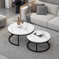 Mobilier de maison facile à assembler pour la maison et le bureau Tables basses rondes en métal et marbre pour le salon vente en ligne