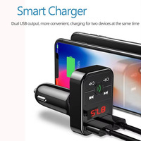 Émetteur FM Bluetooth V5.0 pour voiture, adaptateur sans fil portable stéréo, microphone, récepteur audio, lecteur MP3 automatique, chargeur rapide double USB 2.1A