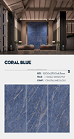 Carreaux de céramique de bain en dalle de porcelaine en marbre bleu de haute qualité pour les repas en plein air Pierre frittée de 3mm d'épaisseur avec motifs de mur de balcon