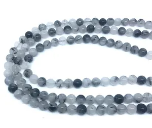 Lot de perles de quartz en cristal noir, semi-précieuse naturelle, excellente qualité, vente directe depuis l'usine,