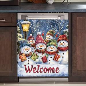 Housse magnétique de Noël pour réfrigérateur avec motif cerf et baies de houx, décoration de cuisine, aimant de Noël pour lave-vaisselle, personnalisable - Product Image 5