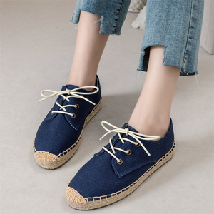 Zapatillas de plataforma de yute tejido con cordones y punta cerrada para <span class=keywords><strong>mujer</strong></span>, calzado ligero antideslizante, zapatos de verano. - Product Image 6