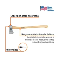 Hache MASTER 8 Michigan, 3-1/2 lb, manche en hickory 34', TRUPER