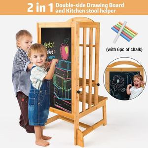 Children's Solid Wood <b>Adjustable</b> <b>Height</b> Study <b>Stool</b> With Handrails Safety Feature For Toddler Montessori Teaching Aid - Product Image 4