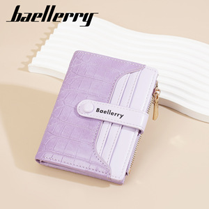 Baellerry Women's Short <b>Wallet</b> Pink Bi-Fold Card <b>Holder</b> With Zipper And Snap Closure For Everyday Use - Product Image 3
