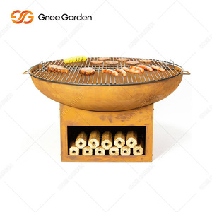 Modern Black Heat-Resistant Corten Steel BBQ <b>Fire</b> <b>Pit</b> Outdoor Wood-Burning Barbecue Stove CE Certified Trolley - Product Image 4
