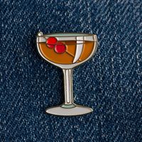Vente en gros de boissons en forme de logo personnalisées en émail gobelet à cocktail orange élégant boisson glacée au citron épingles à chapeau mignonnes insignes
