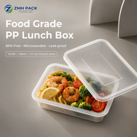 Lebensmittelechte PP Quadratische 500ml Mikrowellen- und Gefrierschrank-Geeignete Spülmaschinenfeste Meal-Prep-Box für Sushi/Nudeln/Mittagessen/Pizza/Gelee Einwegbehälter