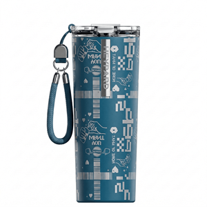 Gobelet isotherme en acier inoxydable à dégradé de couleurs, tendance, neuf, avec poignée et couvercle, maintien au chaud 24 heures, OEM économique - Product Image 5