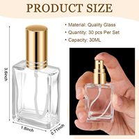 Flacon de parfum en verre rectangulaire de 30 ml, flacon pulvérisateur rechargeable avec pulvérisateur à vis doré, distributeur de parfum pour emballage cosmétique
